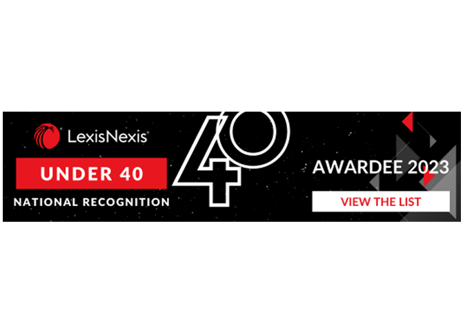 a lexis nexis under 40 national recognition awardee for the year 2023